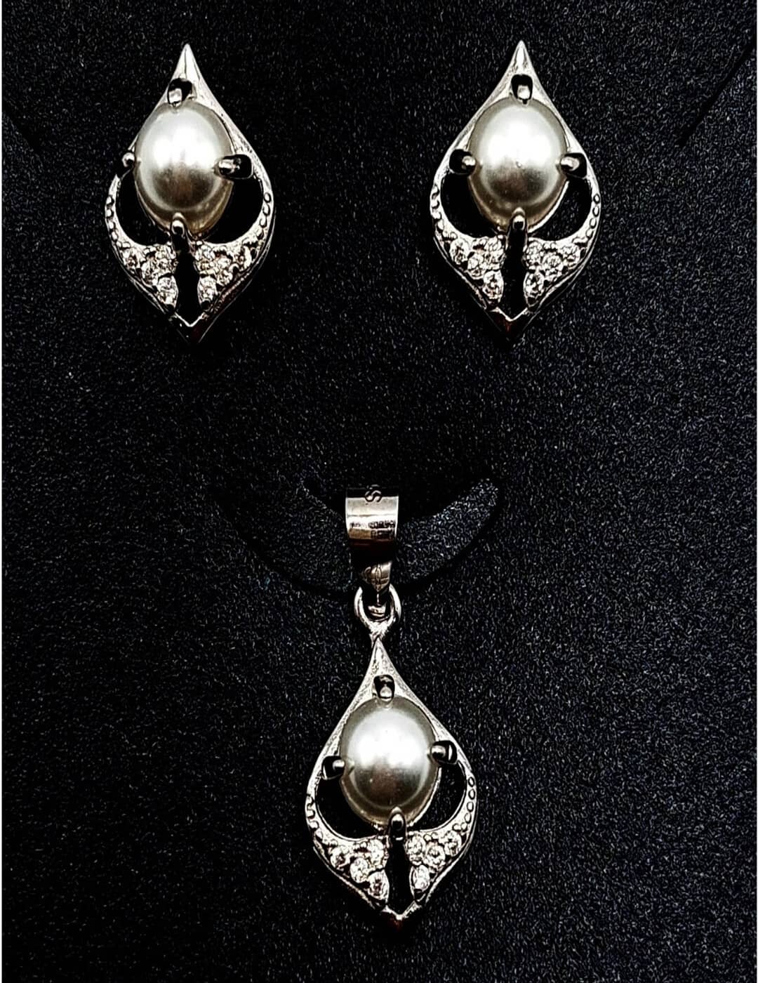 Center Pearl - Drop S925 Silver Pendant Set