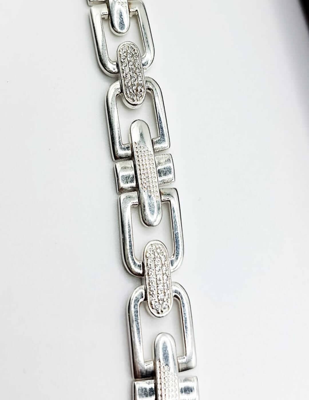 Classy Wide Mirror D S925 Silver Men Chain