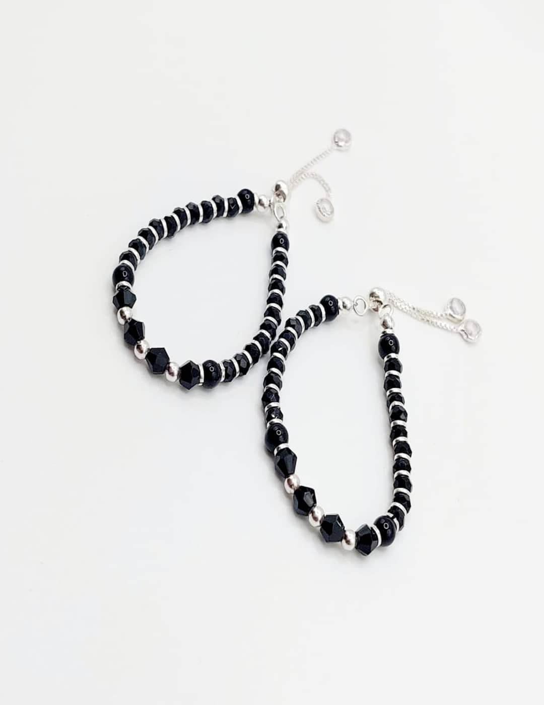 Cute Black And Silver Beads Bracelet - Anklet S925 Silver