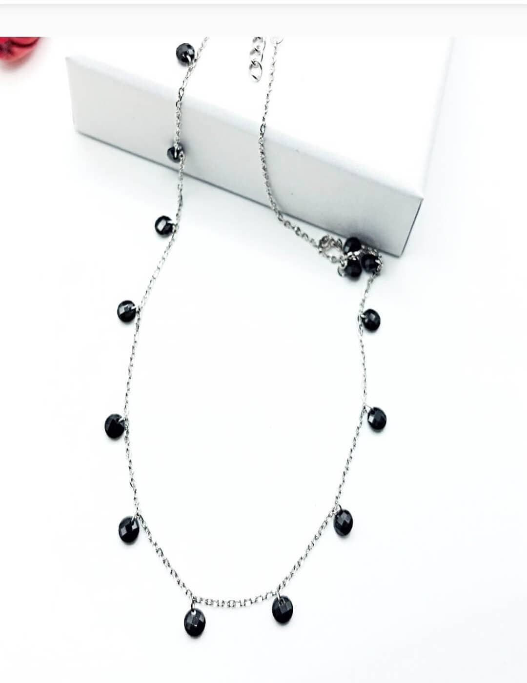 Dainty Black Charms S925 Silver Necklace