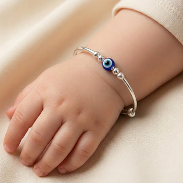 Sterling Silver Baby Evil Eye Kada 1 pc | Adjustable Bracelet-1043-13-3