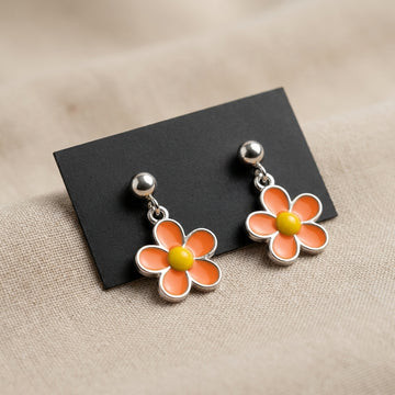 Charming Silver Flower Dangle Earrings | Daily Wear-1179-1-4