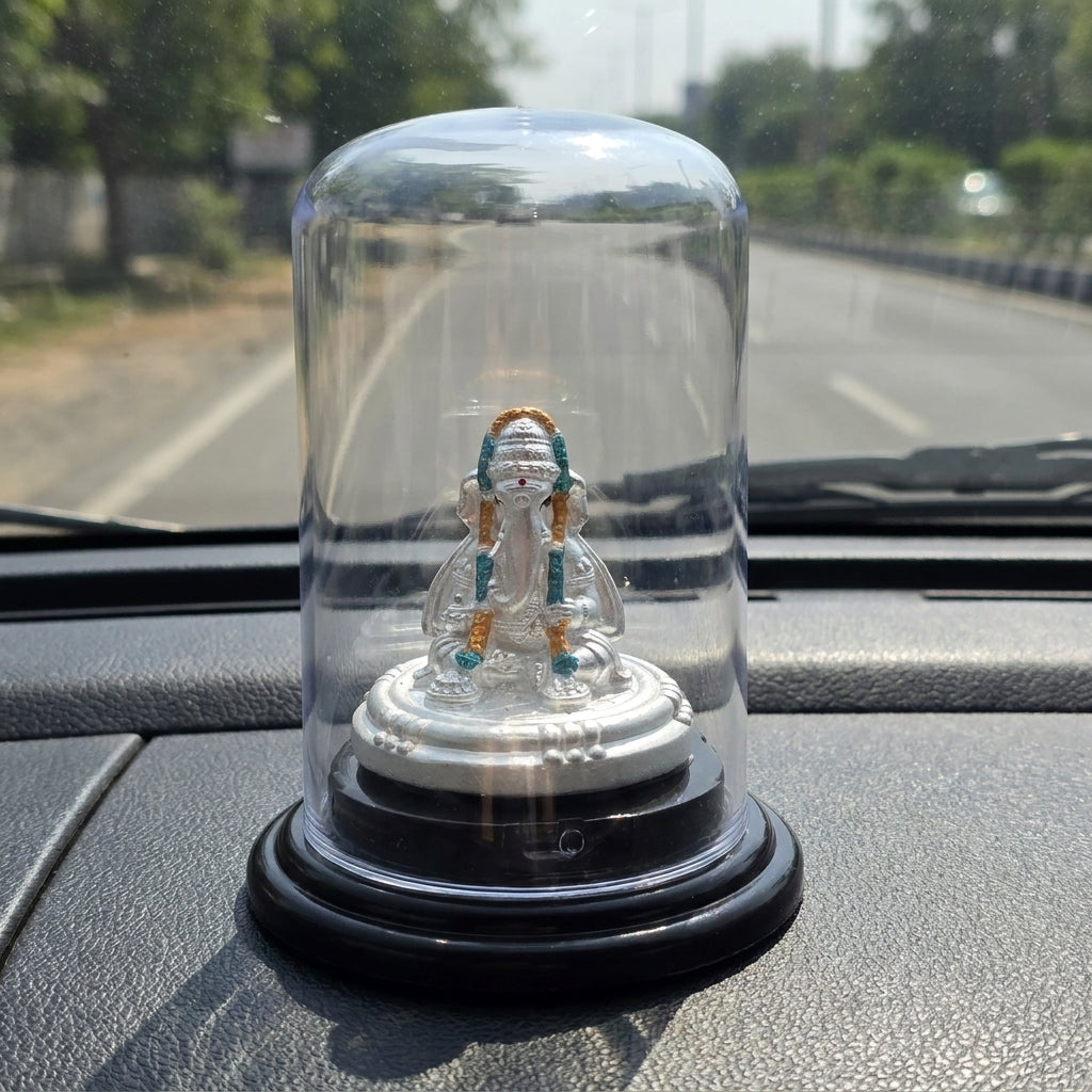Auspicious 999 Silver Ganesh Idol for Car & Home Pooja-6-11