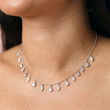Sparkling 925 Silver Dangle Charm Necklace-1191-5-1