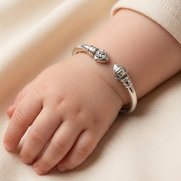 Kids Sterling Silver Vel Kada Bracelet - Adjustable Design-1123-11-2