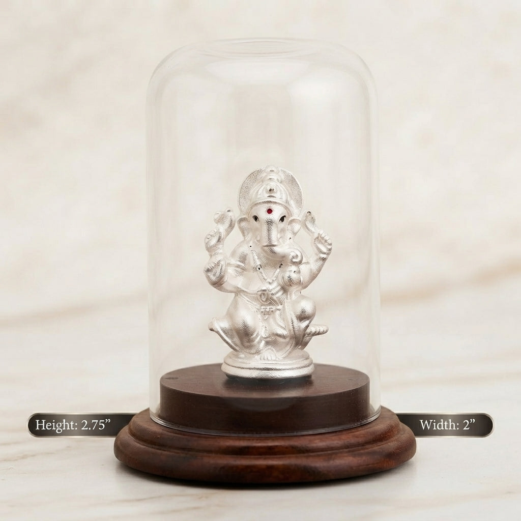 Auspicious 999 Pure Silver Ganesh Idol for Car/Home-1213-4-44
