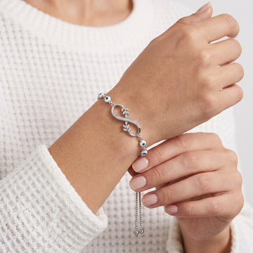 925 Silver Infinity Evil Eye Adjustable Bracelet-1100-5-6