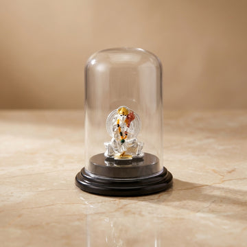 999 silver Hanuman Idol with Glass Case for Car & Home-31300
