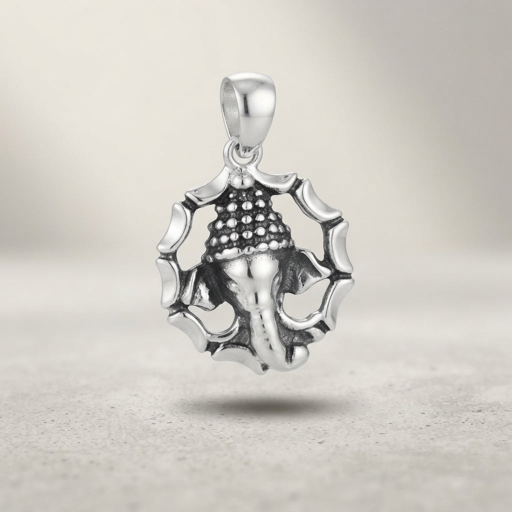 Sterling Silver Ganesha Pendant | Auspicious Charm-1285-1-8