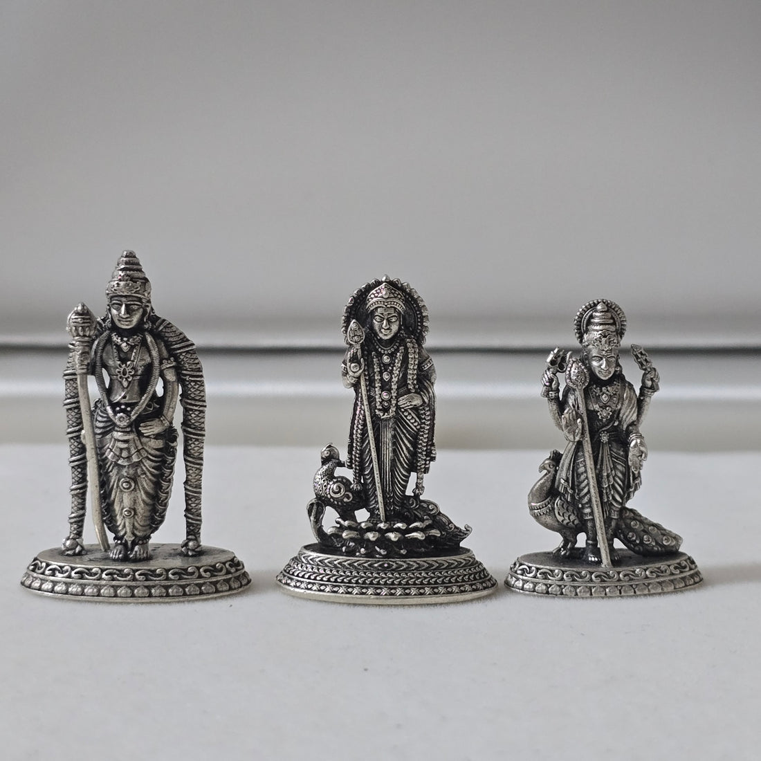 Antique Silver Murugan Subramani Pooja Idol (1") Assorted-504-8-0