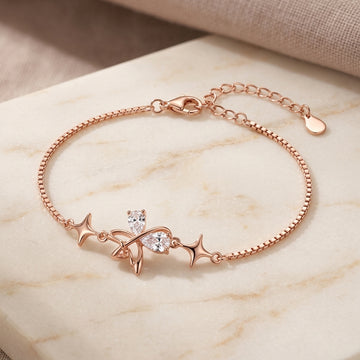 Elegant 925 Silver CZ Bracelet for Women | Rose Gold Finish-1098-3-6