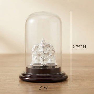 999 Pure Silver Ganesh Idol with Glass Case-1208-4-1