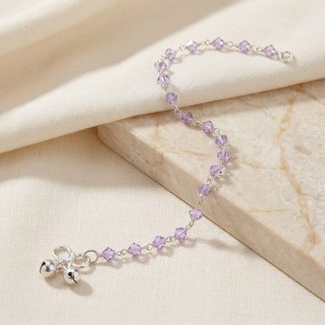 925 Silver Pink Beaded Anklet - Elegant Women's Jewelry-1239-0-0