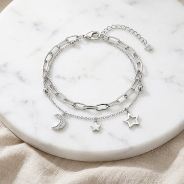 925 Sterling Silver Celestial Charm Bracelet-1097-4-1