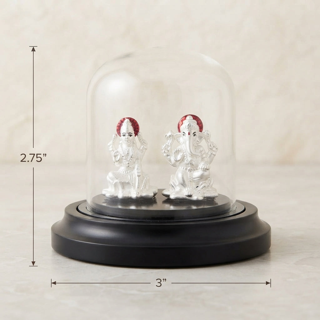 Auspicious 999 Pure Silver Lakshmi Ganesha Idol Set-1210-6-94