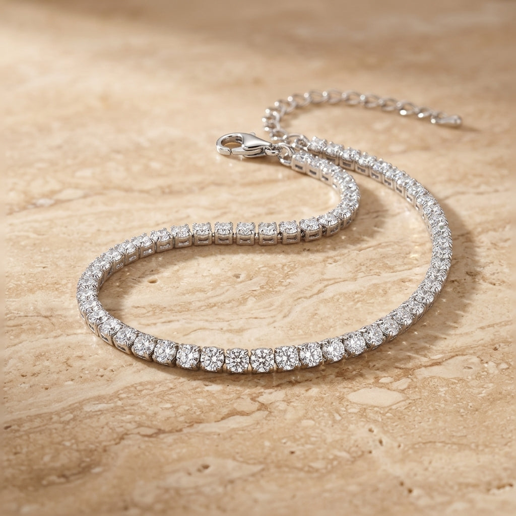 Dazzling 925 Sterling Silver CZ Tennis Bracelet-964-3-7