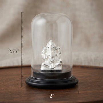 999 Pure Silver Ganesh Idol with Glass Case for Car/Home-1206-3-15