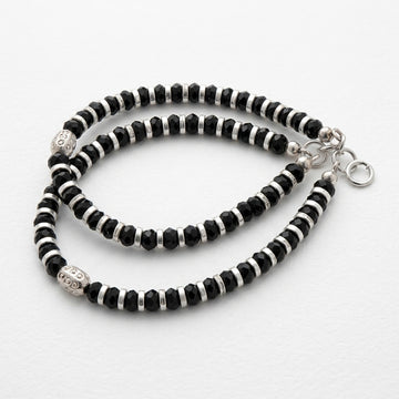 Adjustable Silver & Black Beaded Kids Kada Pair-1159-0-0