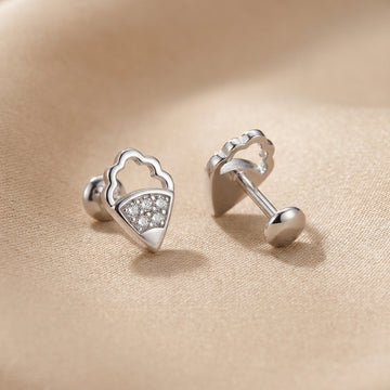 Chic Silver Sparkle Stud Earrings for Women & Girls-1182-1-2