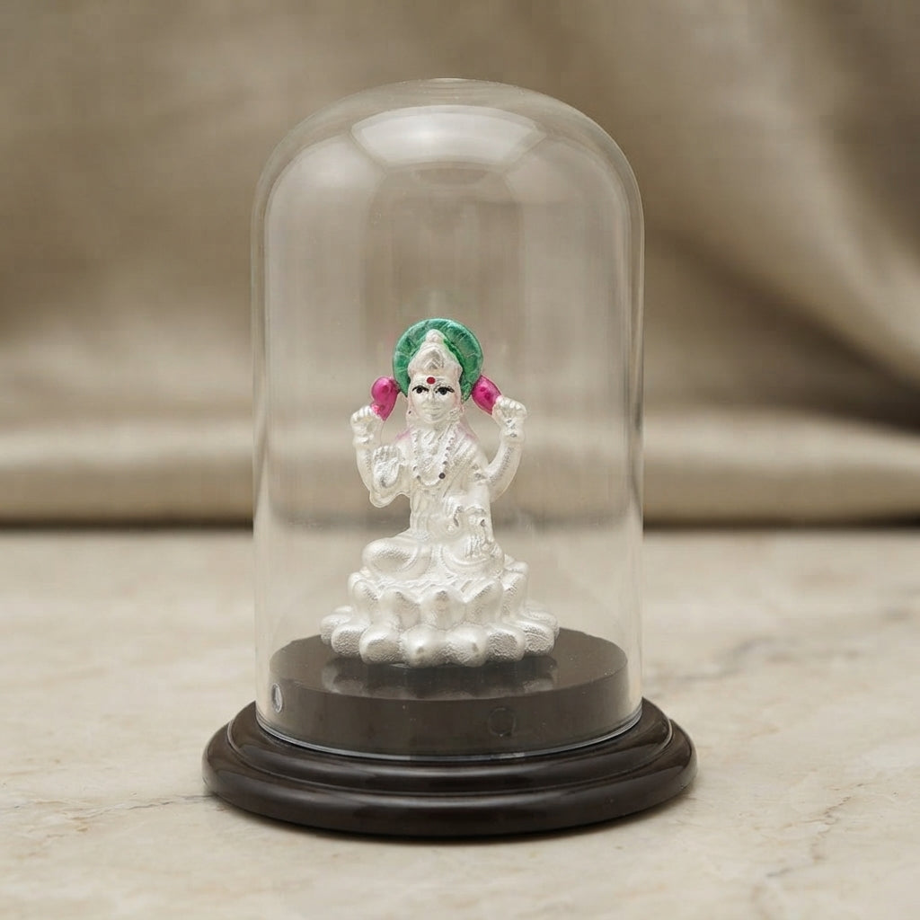 Pure 999 Silver Lakshmi Idol for Car Dashboard & Mandir-1202-4-05