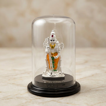 999 silver Lord Murugan Idol with Protective Glass Case-70600