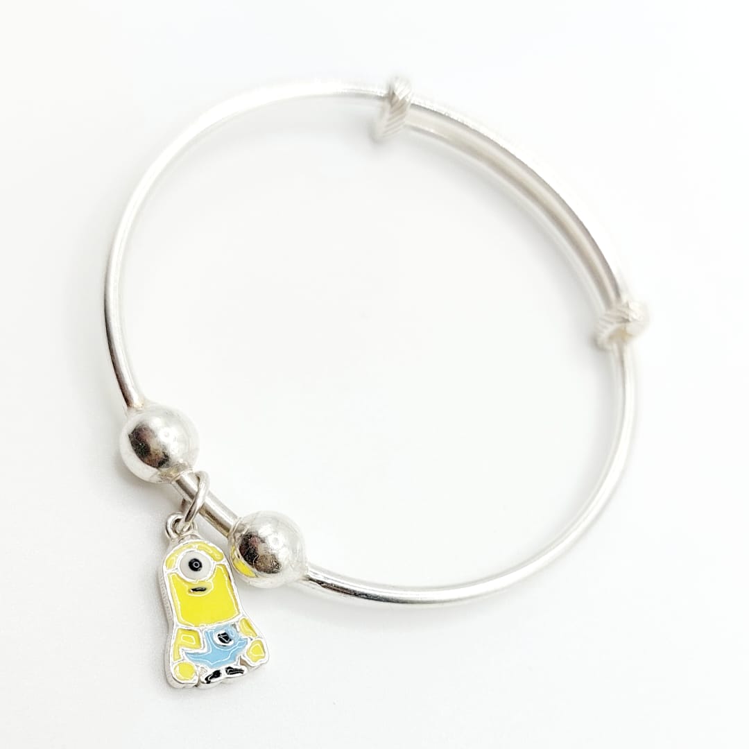 Adjustable Silver Minion Kids Kada Bracelet for Baby-1137-7-5