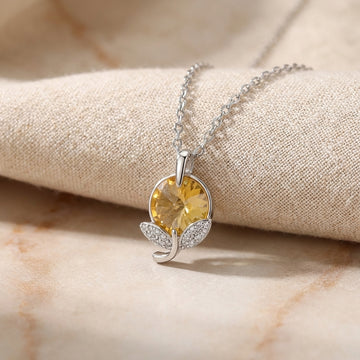925 Silver Sparkle Butterfly Crystal Necklace-3800