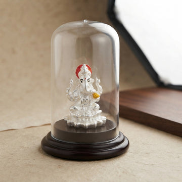 999 silver Ganesh Idol for Car Dashboard & Home Mandir-1322-4-06