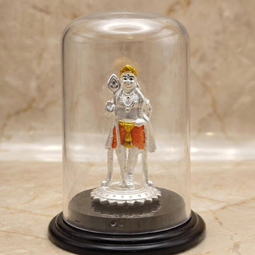 999 silver Murugan Idol in Glass Case for Car & Home-72800