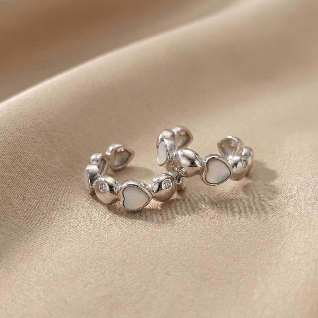 Sterling Silver Heart Hoop Earrings with MOP-1027-2-9