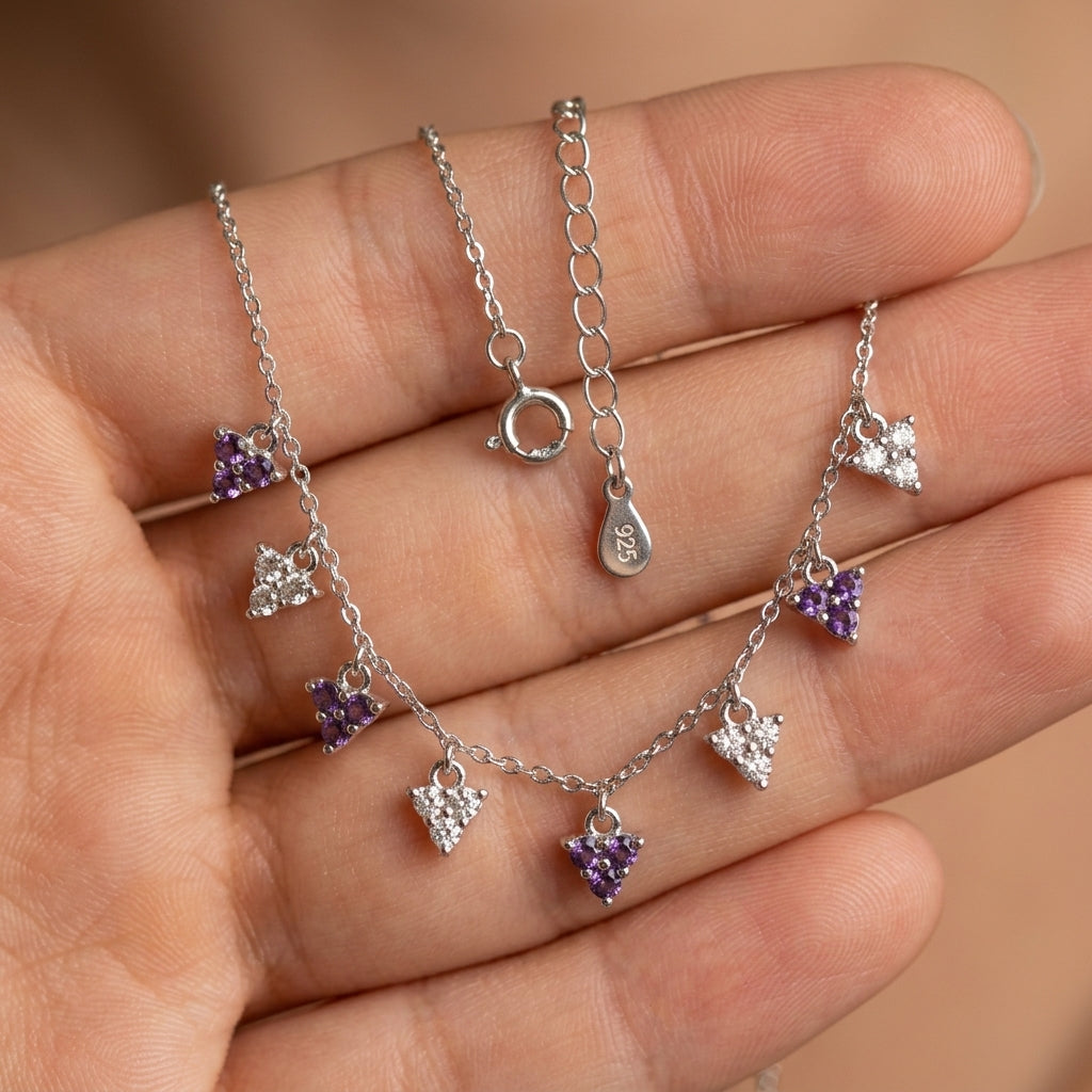 Sparkle Charm Silver Necklace | 925 Sterling-1188-5-3