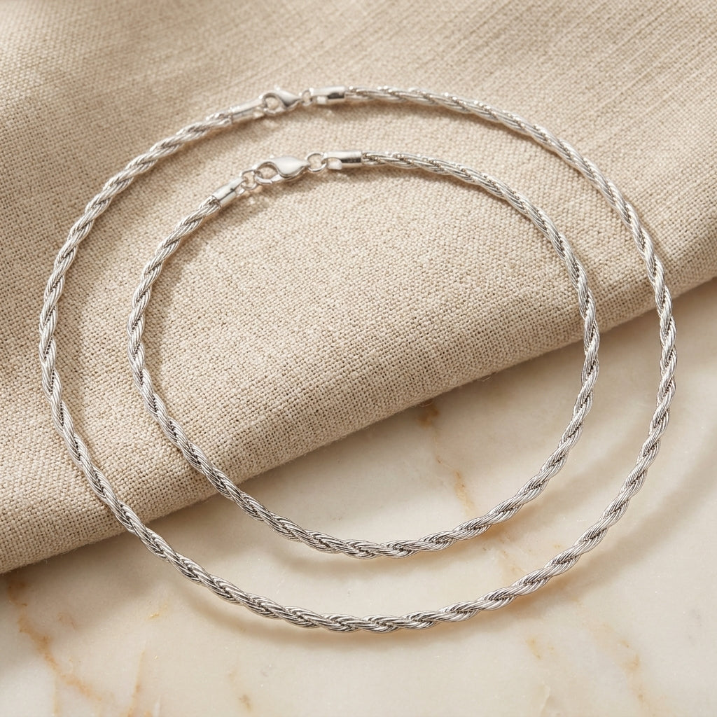 Elegant 925 Sterling Silver Twisted Women's Anklet-1247-11-0