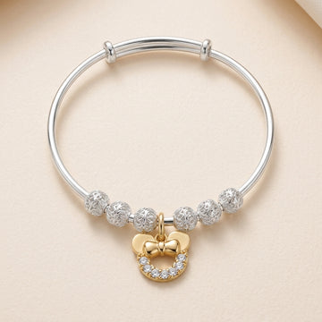 Adjustable Silver Kids Kada with Mickey Charm-1166-6-6