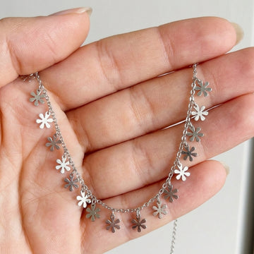 Elegant 925 Sterling Silver Flower Charm Necklace-1192-3-7