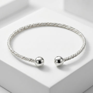 Adjustable Twisted Real Silver Kids Kada-1129-4-2