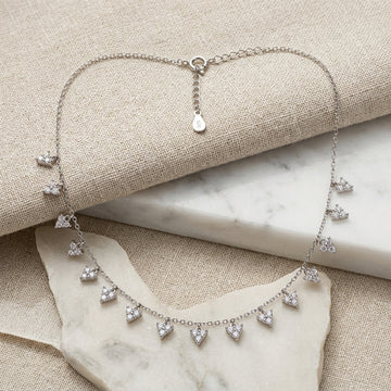 Sparkle Dangle 925 Sterling Silver Necklace-362-5-4