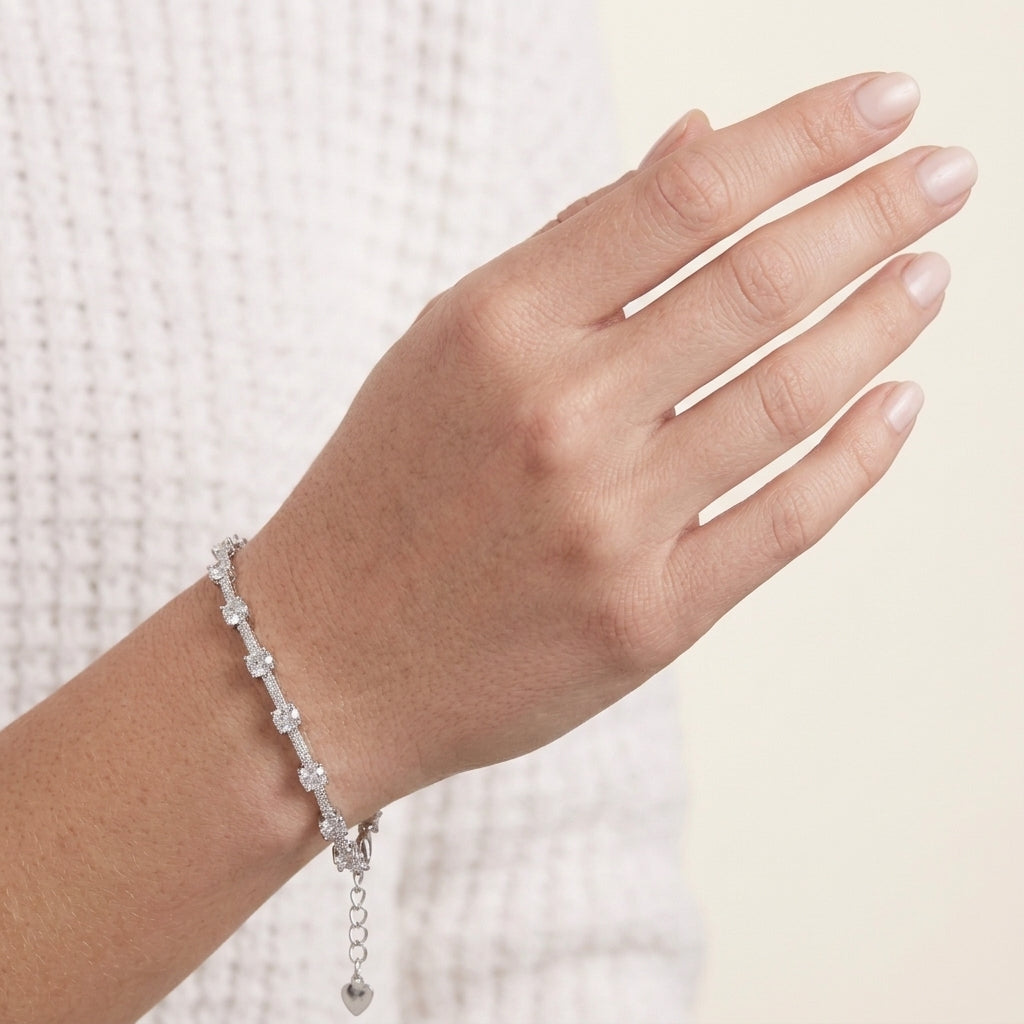 Sparkling 925 Silver CZ Bracelet for Women-1104-8-3