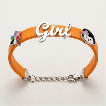 Adjustable Silver 'Girl' Kids Bracelet (1-4 Yrs)-1177-4-6