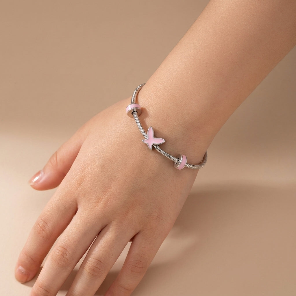 Charming 925 Silver Butterfly Kids Kada Bracelet-1011-4-2