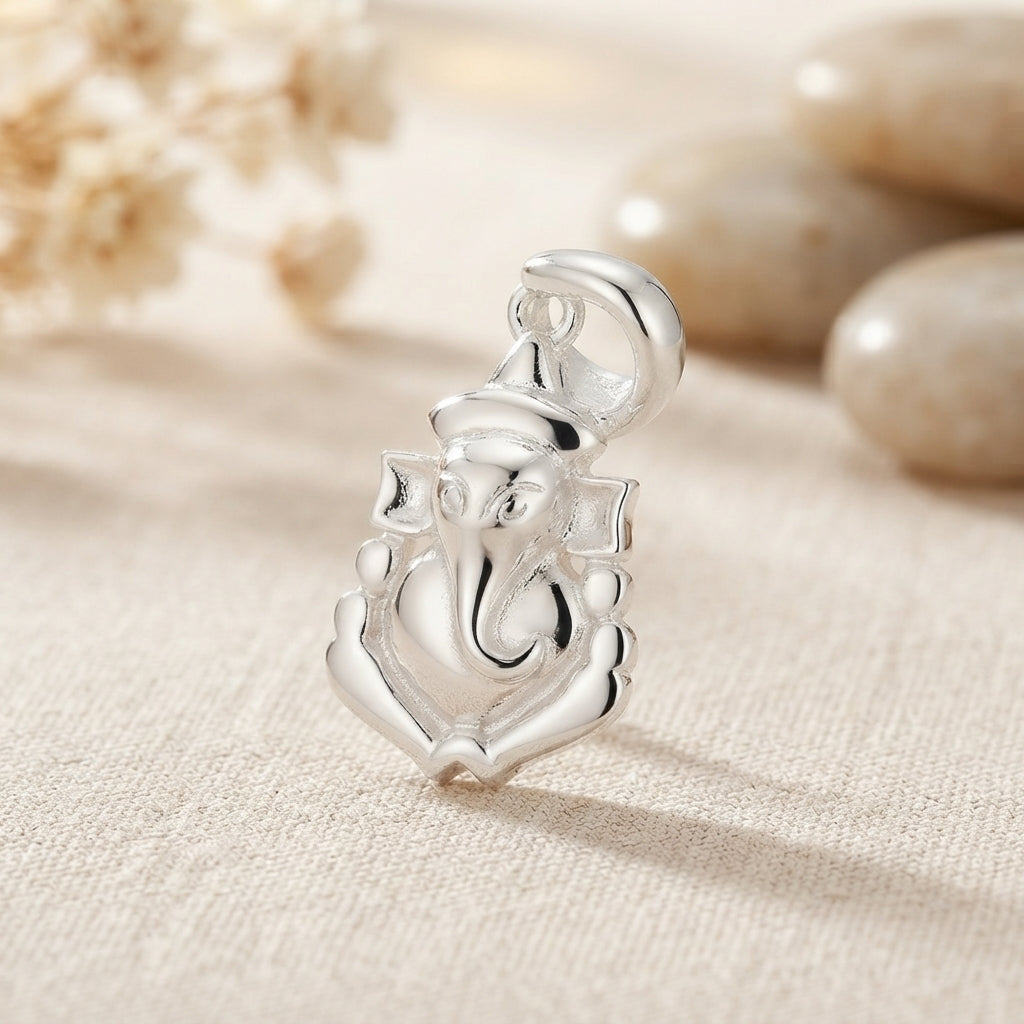 Elegant Ganesha Silver Pendant - Divine Charm-1284-2-3