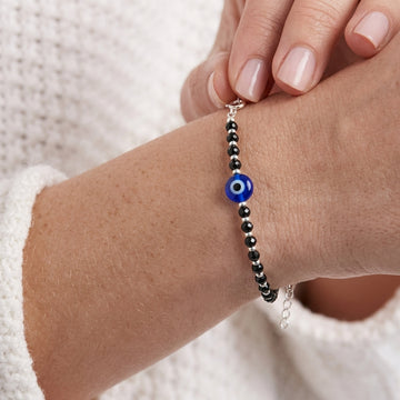 Elegant Silver Anklet with Evil Eye Charm | Women's 1 pc-1250-5-1