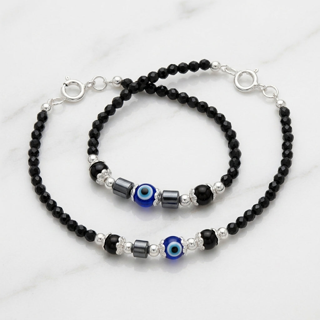 Kids Sterling Silver Evil Eye Bracelet Pair-1158-0-0