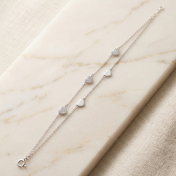 925 Sterling Silver Heart Charm Bracelet for Women-1099-2-1