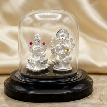 999 Silver Ganesha Lakshmi Idol for Car Dashboard & Pooja-8-57