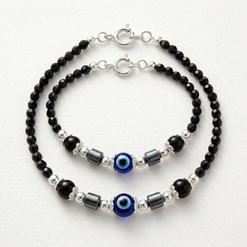 Kids Sterling Silver Evil Eye Bracelet Pair-1158-0-0