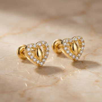 Gold Plated 925 Silver Heart Stud Earrings | Daily Wear-1220-2-2