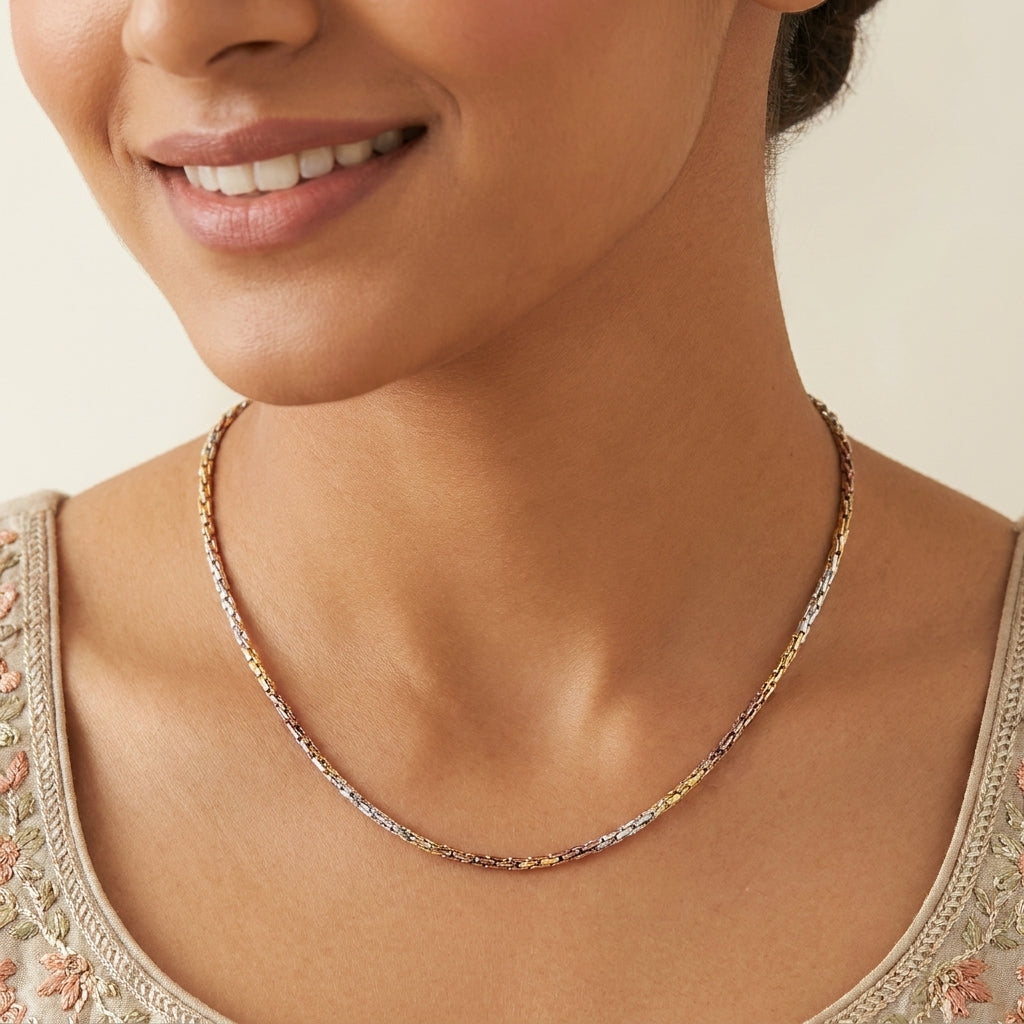 925 Sterling Silver Chain Gold and Rose-Gold plated for Women & Kids-992-5-5