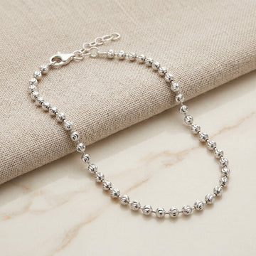 925 Sterling Silver Women's Bead Chain Anklet pair-1223-10-0