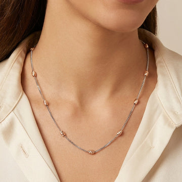 Elegant 925 Silver Chain with Gold Plated Beads-985-3-5