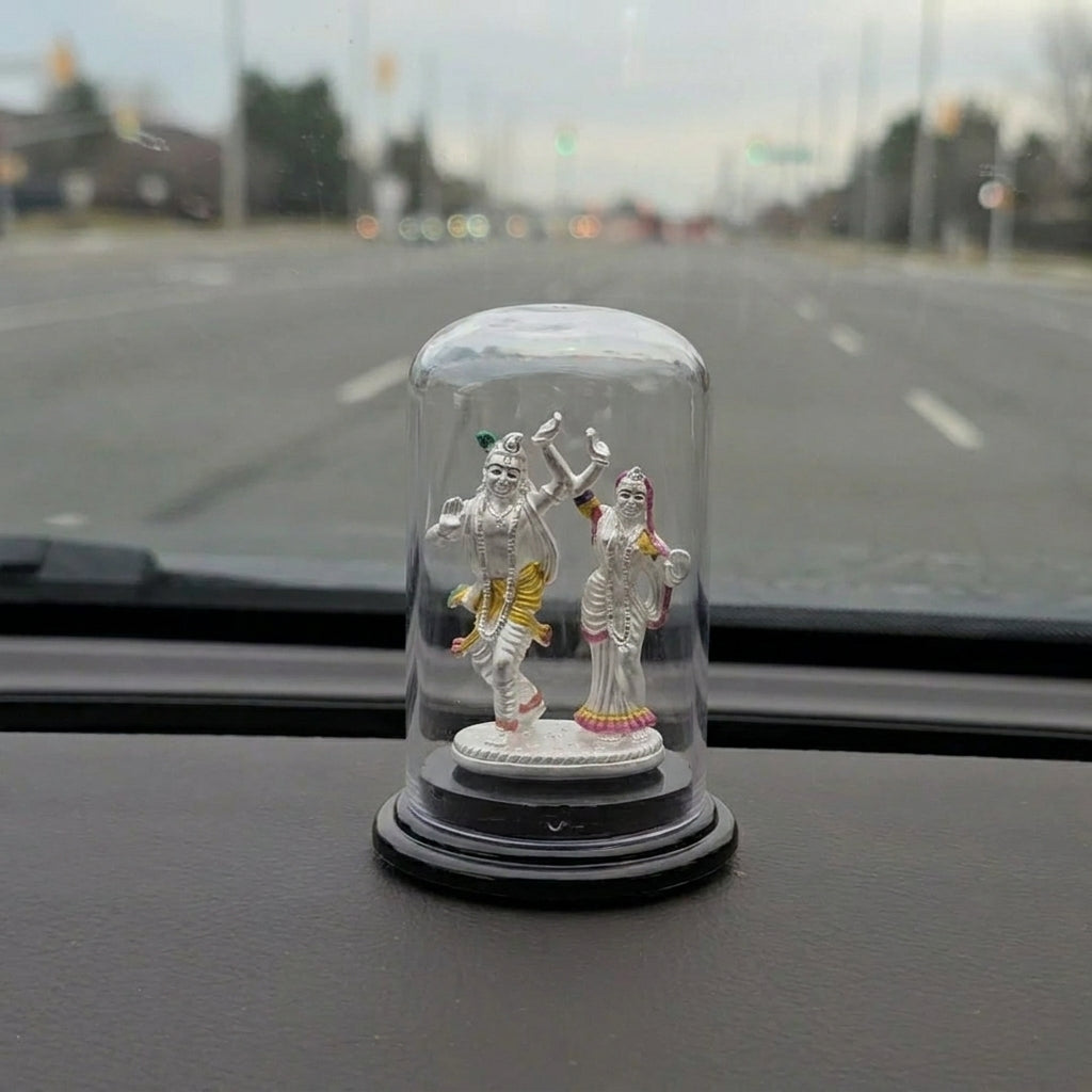 999 Silver Radha Krishna Idol | Car & Home Mandir-11-5